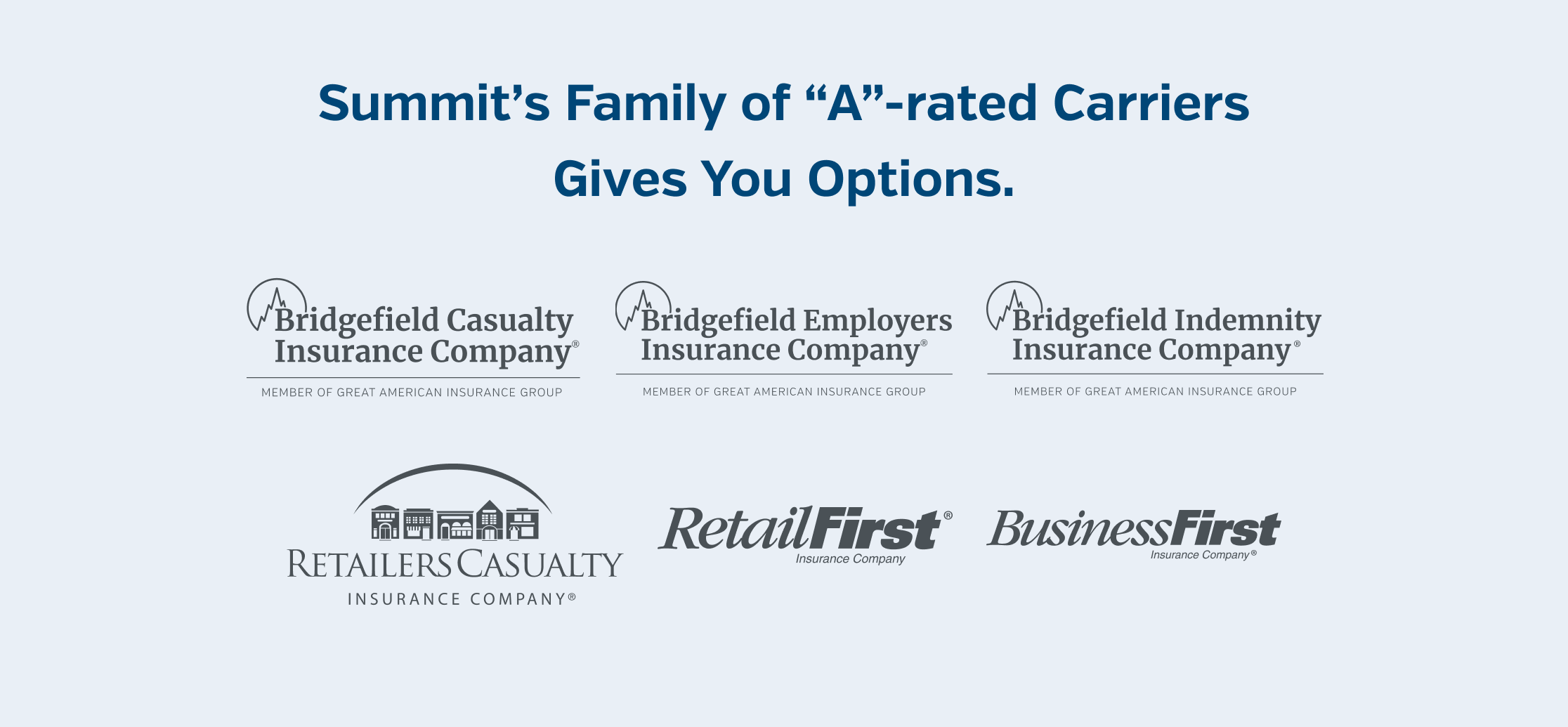 Summit's family of A-rated carriers gives you options.
